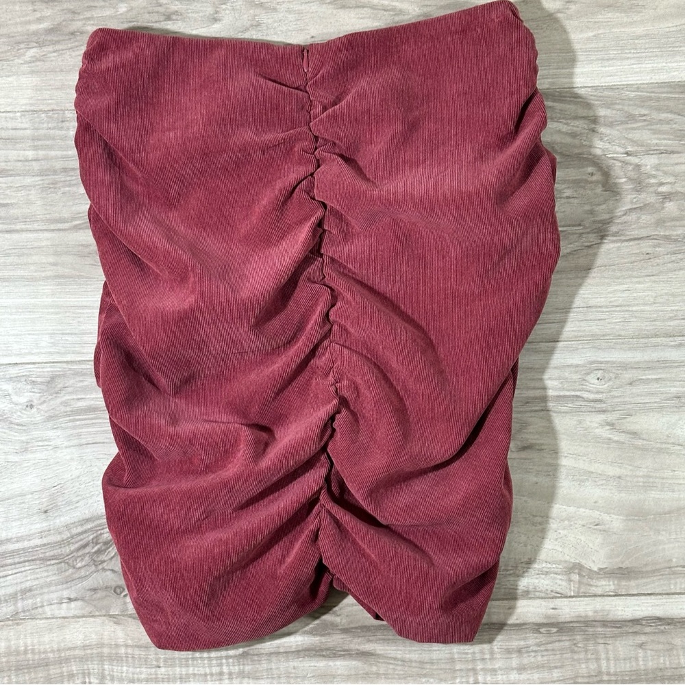 NWT ZARA Muted Burgundy Wine Draped Ruched High Waist Mini Skirt S - Picture 11 of 11